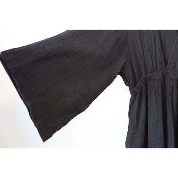 Mara Hoffman Blair Deep V-neck Long Sleeve Maxi Coverup Dress Black Large H14113 - Picture 7 of 16